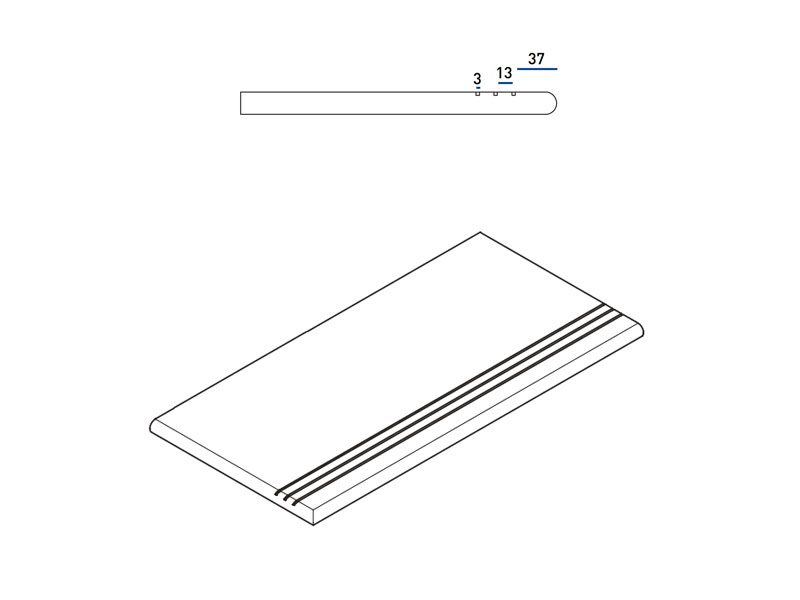 Ступень Контемпора Карбон закруглённая грип левая 30x60 X2 (620040000030)